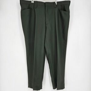 Vintage Circles S Pants Mens 48 Green Western Formal Classic Polyester Casual